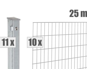 Deutsche Zauntechnik Doppelstabmattenzaun Komplettset MORITZ - Metallzaun - silber - 25 x 1,8 m