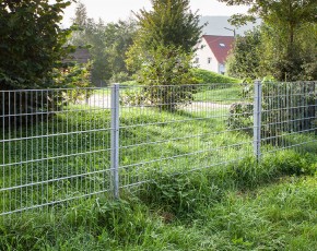 Deutsche Zauntechnik Doppelstabmattenzaun Komplettset MORITZ - Metallzaun - silber - 32,5 x 1,8 m