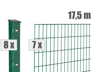 Deutsche Zauntechnik Doppelstabmattenzaun Komplettset MORITZ S - Metallzaun - moosgrün - 17,5 x 1,6 m