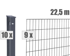 Deutsche Zauntechnik Doppelstabmattenzaun Komplettset MORITZ S - Metallzaun - anthrazit - 22,5 x 1,8 m