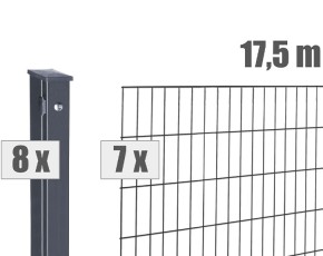 Deutsche Zauntechnik Doppelstabmattenzaun Komplettset MAX S - Metallzaun - anthrazit - 17,5 x 1,4 m