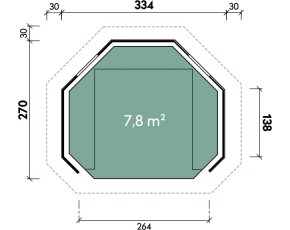 Finnhaus Wolff Wetterschutzhütte Wanja 3327 45 + Grill - 45mm Blockbohlen - Zeltdach - betongrau