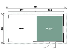 Finnhaus Wolff WPC-Gartenhaus Tona 6030 28 + 3m Anbaudach + Rückwand - 28mm Hohlkammerprofil - Gartenhaus Lounge - Pultdach - anthrazit