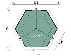 Finnhaus Wolff Grillkota Kalle 3833 45 + runder Tisch + Grillanlage + Dachschindeln schwarz - 45mm Elementhaus - weiß