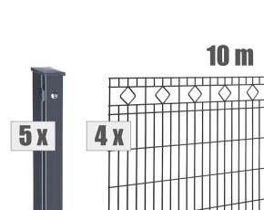 Deutsche Zauntechnik Schmuckzaun Komplettset Residenz standard GIRONA - Metallzaun / Vorgartenzaun - anthrazit - 10 x 0,8 m