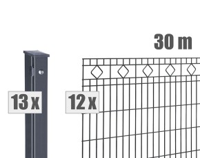 Deutsche Zauntechnik Schmuckzaun Komplettset Residenz standard GIRONA - Metallzaun / Vorgartenzaun - anthrazit - 30 x 0,8 m