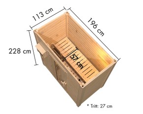 Karibu Gartensauna Hytti 0 - 38mm Saunahaus - Pultdach - Energiespartür - natur