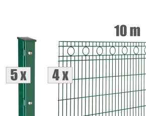 Deutsche Zauntechnik Schmuckzaun Komplettset Residenz standard ROM - Metallzaun / Vorgartenzaun - moosgrün - 10 x 0,8 m