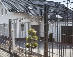 Deutsche Zauntechnik Schmuckzaun Komplettset Residenz standard ROM - Metallzaun / Vorgartenzaun - moosgrün - 10 x 0,8 m