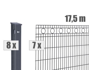 Deutsche Zauntechnik Schmuckzaun Komplettset Residenz standard ROM - Metallzaun / Vorgartenzaun - anthrazit - 17,5 x 0,8 m