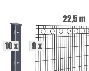 Deutsche Zauntechnik Schmuckzaun Komplettset Residenz standard ROM - Metallzaun / Vorgartenzaun - anthrazit - 22,5 x 0,8 m