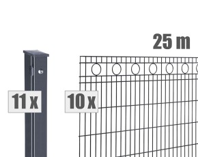 Deutsche Zauntechnik Schmuckzaun Komplettset Residenz standard ROM - Metallzaun / Vorgartenzaun - anthrazit - 25 x 0,8 m