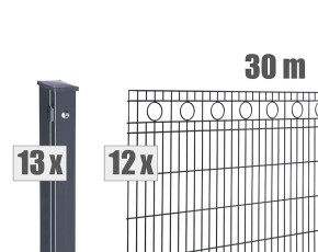 Deutsche Zauntechnik Schmuckzaun Komplettset Residenz standard ROM - Metallzaun / Vorgartenzaun - anthrazit - 30 x 0,8 m