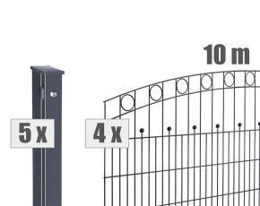 Deutsche Zauntechnik Schmuckzaun Komplettset Residenz standard WIEN - Metallzaun - anthrazit - 10 x 1,4 m