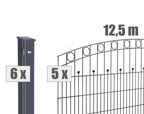 Deutsche Zauntechnik Schmuckzaun Komplettset Residenz standard WIEN - Metallzaun / Vorgartenzaun - anthrazit - 12,5 x 1,0 m