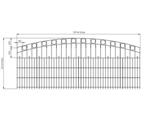 Deutsche Zauntechnik Schmuckzaun Komplettset Residenz standard WIEN - Metallzaun - anthrazit - 12,5 x 1,4 m