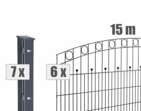 Deutsche Zauntechnik Schmuckzaun Komplettset Residenz standard WIEN - Metallzaun - anthrazit - 15 x 1,4 m