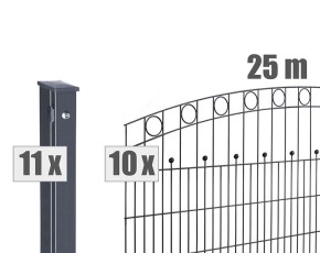 Deutsche Zauntechnik Schmuckzaun Komplettset Residenz standard WIEN - Metallzaun / Vorgartenzaun - anthrazit - 25 x 1,0 m