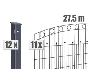 Deutsche Zauntechnik Schmuckzaun Komplettset Residenz standard WIEN - Metallzaun / Vorgartenzaun - anthrazit - 27,5 x 1,0 m