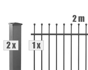 Deutsche Zauntechnik Schmuckzaun Komplettset Residenz select DAVOS+ - Metallzaun / Vorgartenzaun - anthrazit - 2 x 0,9 m