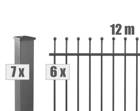 Deutsche Zauntechnik Schmuckzaun Komplettset Residenz select DAVOS+ - Metallzaun / Vorgartenzaun - anthrazit - 12 x 0,9 m