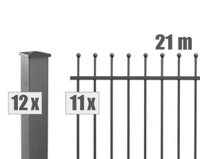 Deutsche Zauntechnik Schmuckzaun Komplettset Residenz select DAVOS+ - Metallzaun / Vorgartenzaun - anthrazit - 21 x 0,9 m