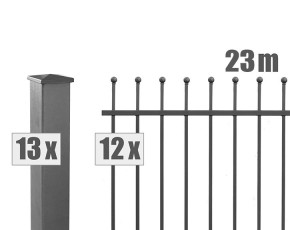 Deutsche Zauntechnik Schmuckzaun Komplettset Residenz select DAVOS+ - Metallzaun / Vorgartenzaun - anthrazit - 23 x 0,9 m