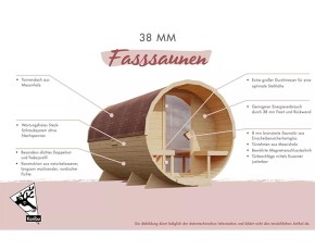 Karibu Fasshaus 2 Asymmetrisch + 9kW Saunaofen + externe Steuerung - 38mm Saunahaus - Tonnendach - natur