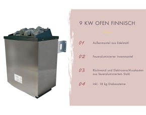 Karibu Fasshaus 2 Asymmetrisch + 9kW Saunaofen + externe Steuerung - 38mm Saunahaus - Tonnendach - natur