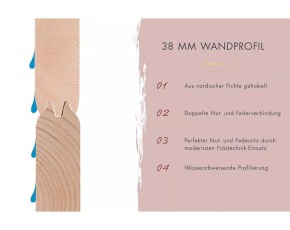 Karibu Fasshaus 2 Asymmetrisch + 9kW Saunaofen + externe Steuerung - 38mm Saunahaus - Tonnendach - natur