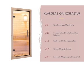 Karibu Fasshaus 2 Asymmetrisch + 9kW Bio-Kombiofen + externe Steuerung - 38mm Saunahaus - Tonnendach - natur