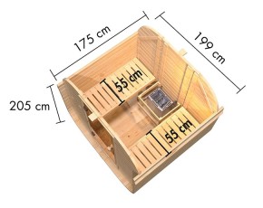 Karibu Fasssauna Quadro 1 - 38mm Fassauna - Tonnendach - natur