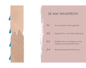 Karibu Fasssauna Asymmetrisch 1 + 9kW Saunaofen + integrierte Steuerung - 38mm Fassauna - Tonnendach - natur