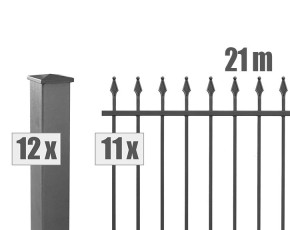 Deutsche Zauntechnik Schmuckzaun Komplettset Residenz select ZERMATT+ - Metallzaun / Vorgartenzaun - anthrazit - 21 x 0,9 m