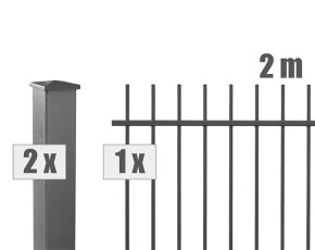 Deutsche Zauntechnik Schmuckzaun Komplettset Residenz select ZÜRICH+ - Metallzaun / Vorgartenzaun - anthrazit - 2 x 0,9 m