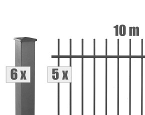 Deutsche Zauntechnik Schmuckzaun Komplettset Residenz select ZÜRICH+ - Metallzaun / Vorgartenzaun - anthrazit - 10 x 0,9 m