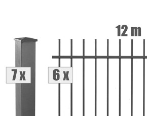 Deutsche Zauntechnik Schmuckzaun Komplettset Residenz select ZÜRICH+ - Metallzaun / Vorgartenzaun - anthrazit - 12 x 0,9 m