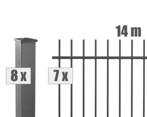 Deutsche Zauntechnik Schmuckzaun Komplettset Residenz select ZÜRICH+ - Metallzaun / Vorgartenzaun - anthrazit - 14 x 1,2 m