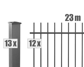 Deutsche Zauntechnik Schmuckzaun Komplettset Residenz select ZÜRICH+ - Metallzaun / Vorgartenzaun - anthrazit - 23 x 0,9 m