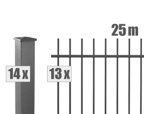 Deutsche Zauntechnik Schmuckzaun Komplettset Residenz select ZÜRICH+ - Metallzaun / Vorgartenzaun - anthrazit - 25 x 0,9 m