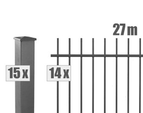 Deutsche Zauntechnik Schmuckzaun Komplettset Residenz select ZÜRICH+ - Metallzaun / Vorgartenzaun - anthrazit - 27 x 1,2 m