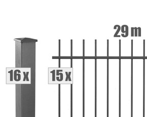 Deutsche Zauntechnik Schmuckzaun Komplettset Residenz select ZÜRICH+ - Metallzaun / Vorgartenzaun - anthrazit - 29 x 0,9 m