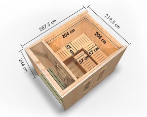 Karibu Gartensauna Laguna - 73mm Saunahaus - Flachdach - schwarz