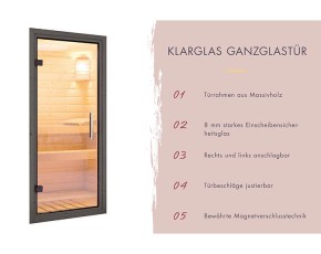 Karibu Gartensauna Catalina + Vorraum + 9kW Saunaofen + externe Steuerung - 73mm Saunahaus - Flachdach - schwarz