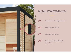 Karibu Gartensauna Ares 1 + 9kW Saunaofen + externe Steuerung - 38mm Hybrid-Saunahaus - Flachdach - terragrau/anthrazit