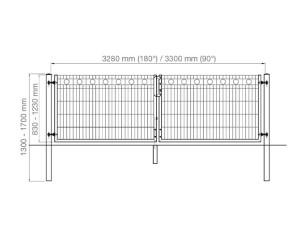 Deutsche Zauntechnik Schmuckzaun Doppeltor VARIO Residenz standard ROM - Gartentor / Metallzaun - anthrazit - 200 x 83 cm