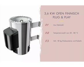 Karibu Innensauna Irava 3 + Glasfront + Superior-Ausstattung + 3,6kW Plug&Play Saunaofen + externe Steuerung - 68mm Systemsauna