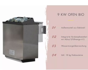 Karibu 9kW Bio-Kombiofen + Steuerung UKU WIFI + 18kg Diabas-Steinen