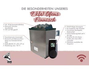 Garten-Freunde-Deal - Karibu Innensauna Auri 2 + 9kW Saunaofen + Wifi Steuerung - 68mm Elementsauna - Ganzglastür klar