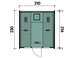 Finnhaus Wolff Fasssauna Conrad 2123 + gerade Bänke + schwarze Dachschindeln - 42mm Gartensauna - Bausatz - natur